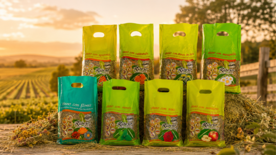 Sachets de foins aromatisés Ribero pour lapins et rongeurs.