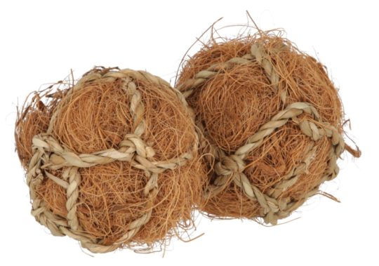 Pelotas de fibra de coco para enriquecimiento ambiental de conejos y roedores
