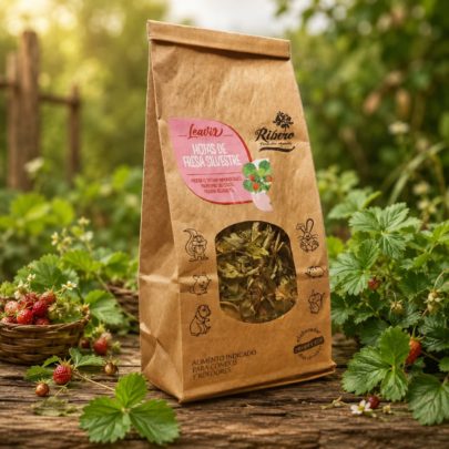 Hojas de fresa silvestre para conejos y roedores LEAVIX en un entorno natural