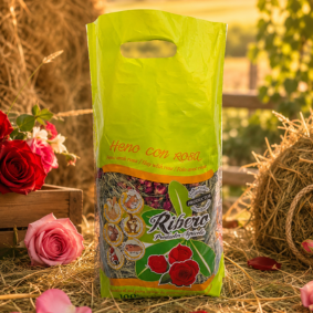Hay with rose petals for rabbits and rodents