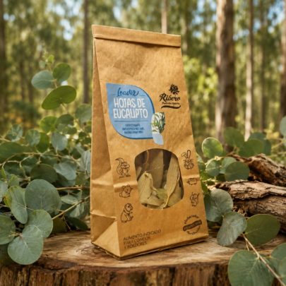 Hojas de eucalipto para conejos y roedores LEAVIX en un entorno de bosque natural