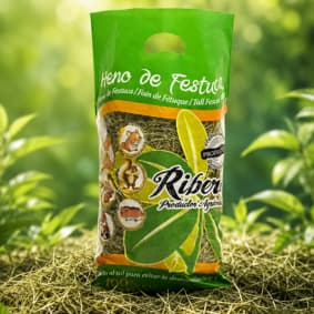 Feno de festuca natural para coelhos, porquinhos-da-índia e chinchilas