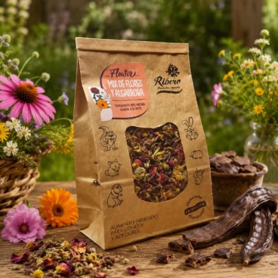 Flower and Carob Mix for Rabbits and Rodents | Ribero Natural flower and carob mix for rabbits and small rodents by FLOWIX Ribero