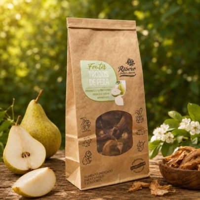 Pera Desidratada para Coelhos e Roedores | FRUITIX Ribero Pedaços de pera desidratada para coelhos, porquinhos-da-índia, chinchilas e roedores